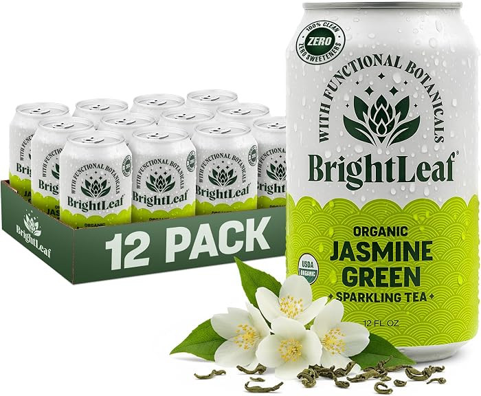 BrightLeaf Jasmine Green Sparkling Tea For Focus \u2013 Lightly Caffeinated, Zero Sugar, Calories... | Amazon (US)