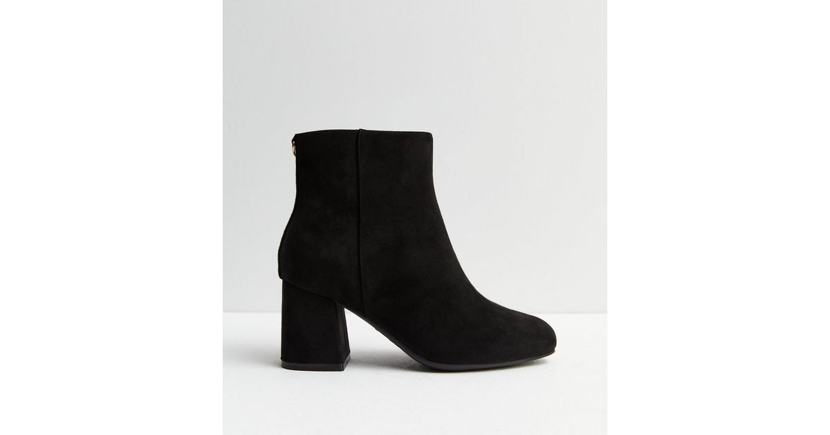 Extra Wide Fit Black Suedette Block Heel Ankle Boots
						
						Add to Saved Items
						Remove... | New Look (UK)