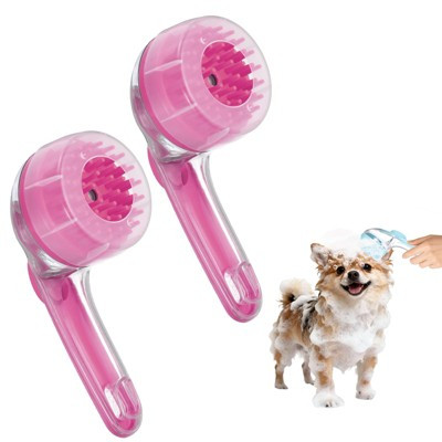 Unique Bargains Pet Bath Brush Portable Silicone Gentle Effective Pet Brush Pink 2 Pcs | Target