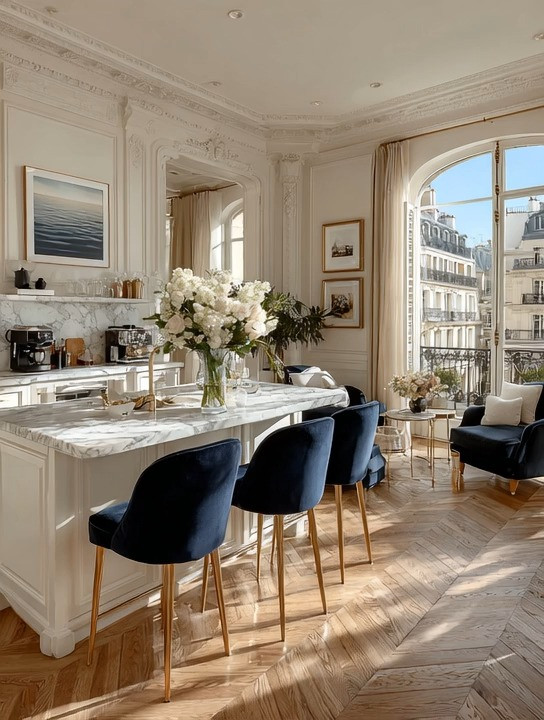 Do you have a white, ivory, or beige home that suddenly feels a little… flat?

As we move into the era of bold interiors, not everyone wants to completely redesign their space overnight — and honestly, you do not need to.

One of the easiest ways to modernize a neutral home is by adding rich accent colors through statement seating.

This space does it beautifully with deep navy velvet bar stools paired with matching navy accent chairs in the living room. Because the kitchen island and living room are visually connected in most modern homes, the decor should flow together naturally.

That is the secret. Repetition of color creates cohesion.

The navy velvet instantly adds depth, sophistication, and warmth while the gold legs bring elegance and lightness so the room still feels airy and refined. The result is bold, but still timeless. Luxurious, but still calming.

And velvet remains one of the most designer-loved fabrics because it softens bold colors and makes the entire room feel richer and more inviting.

You do not need to abandon your neutral home to embrace modern decor trends. You simply need a few intentional statement pieces that bring contrast and personality into the space.

Shop our curated edit of navy velvet bar stools, accent chairs, and elegant gold-accent seating to recreate this modern luxury look at home.

#ModernHomeDecor #NavyVelvet #LuxuryInteriors #KitchenDecor #BoldInteriors #VelvetBarStools #ElegantLiving #InteriorDesign 

 #LTKHome