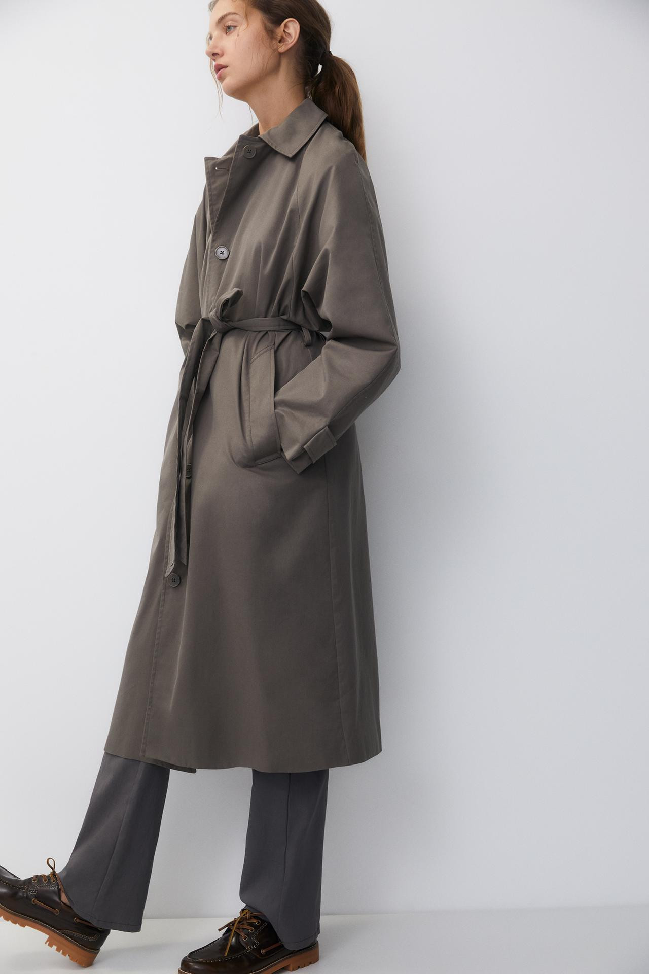 Long belted trench coat | PULL and BEAR UK