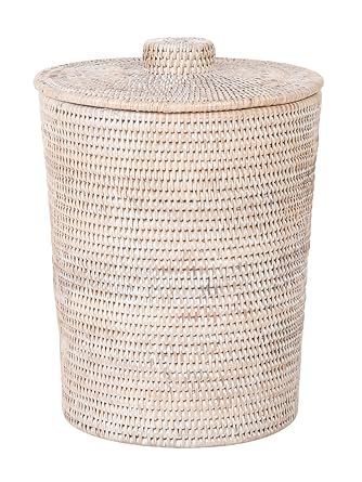 Kouboo La Jolla Rattan Round Plastic Insert & Lid, Large, White-Wash for Bedroom, Living Room and... | Amazon (US)
