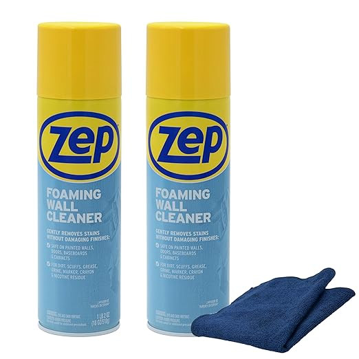 Zep Foaming Wall Cleaner 18 oz (2 Units) and a Blue Microfiber Rag ECBD026-2-Pack Paint-Safe Clea... | Amazon (US)
