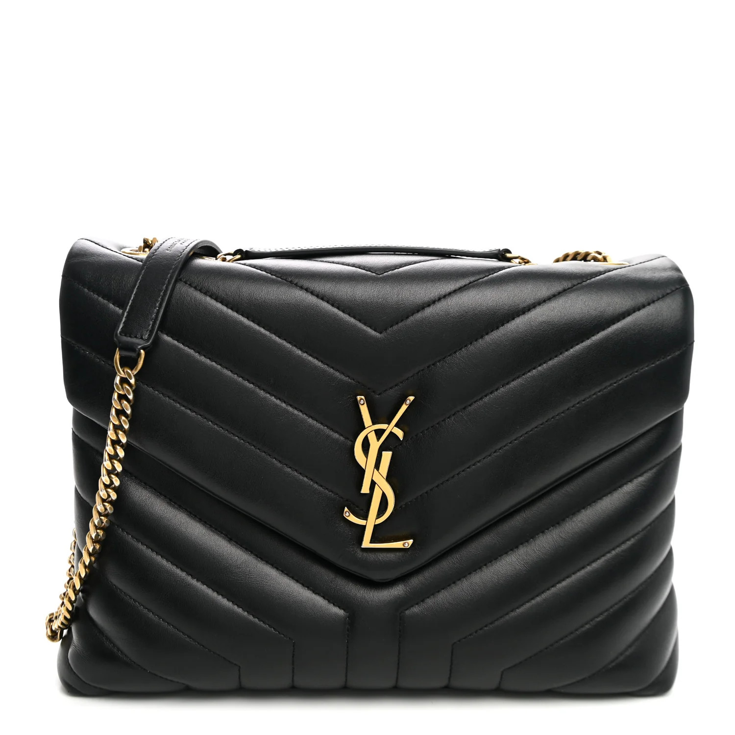 Calfskin Y Quilted Monogram Medium Loulou Chain Satchel Black | FASHIONPHILE (US)