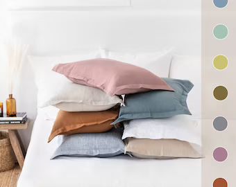 Sham Linen Pillow Case. Various Colors. US Standard Queen | Etsy | Etsy (US)