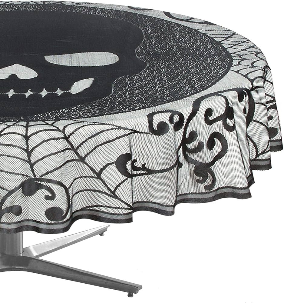 Amscan 570011 Skull Lace Round Tablecloth, 1 Piece,Black,70-Inch Round | Amazon (US)