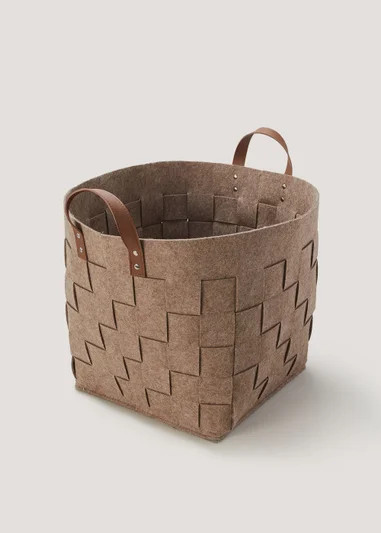 Large Natural Lattice Felt Storage Basket (36cm x 36cm x 36cm) | Matalan (UK)