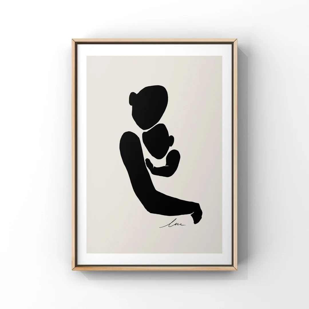 Mother and Baby Line Art Print: Minimalist Mom Gift (digital Download) - Etsy | Etsy (US)