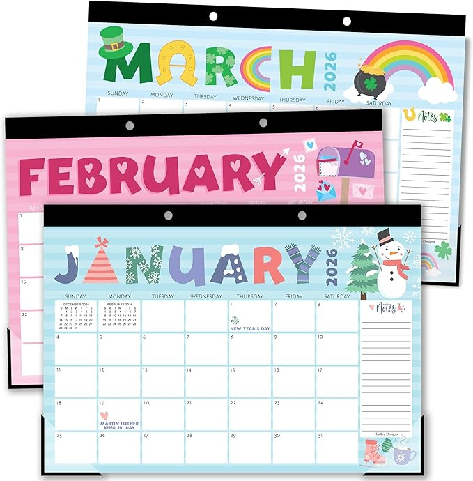 Hadley Designs Large Desk Calendar 2026-2027 - Desktop Calendar 2026, 18 -Month Desk Calendars fo... | Amazon (US)