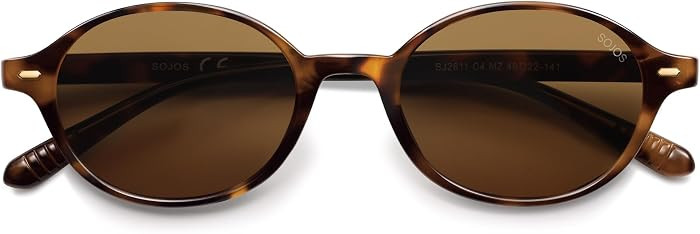 SOJOS Retro Oval Round Polarized Sunglasses Womens Mens, Small Chic Vintage Trendy Sunnies SJ2611 | Amazon (US)