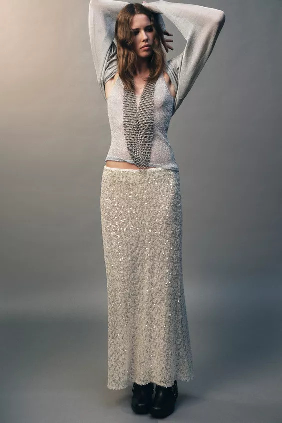 METALLIC THREAD STRAPPY TOP | Zara US