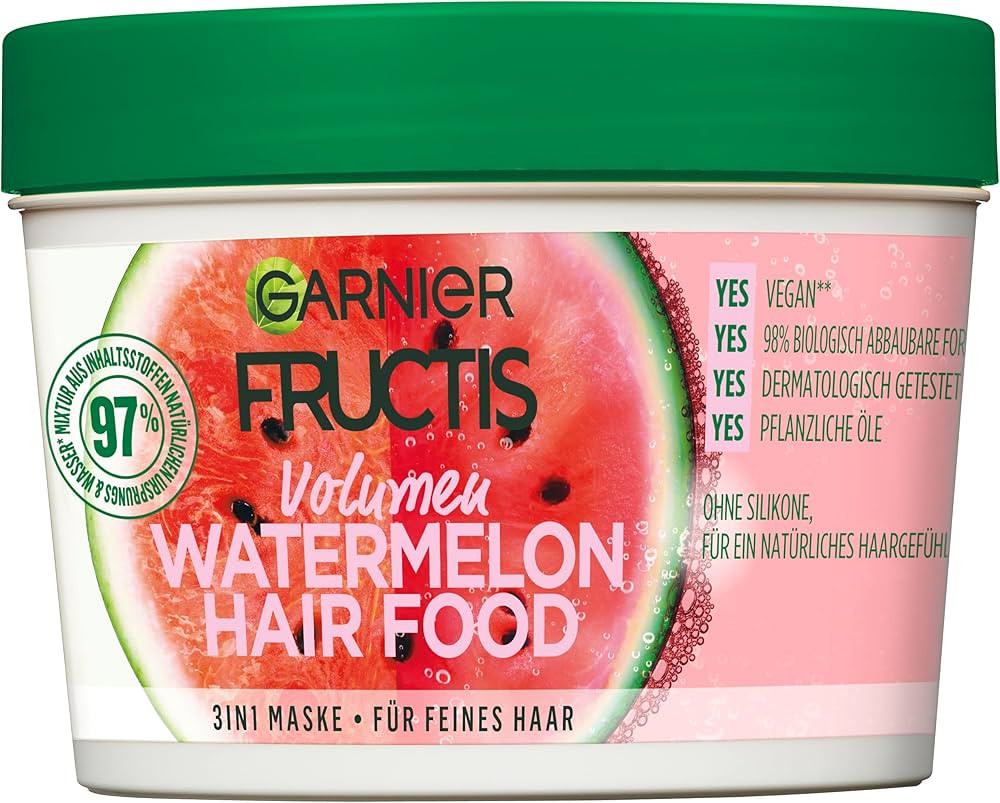 Garnier Hair Mask, Watermelon Hairfood, Moisturising 3-in-1 Mask, Gently Detangles Fine Hair and ... | Amazon (US)