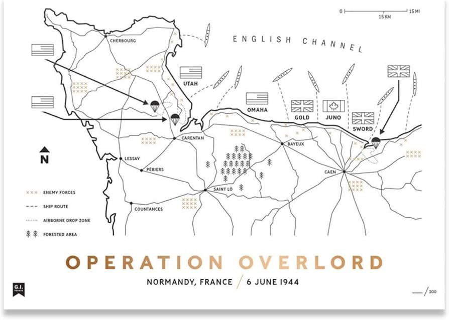 GOV'T ISSUE PRINTS COMPANY G.I. PRINTS WW2 Operation Overlord Battle Map Poster, Battle of Norman... | Amazon (US)