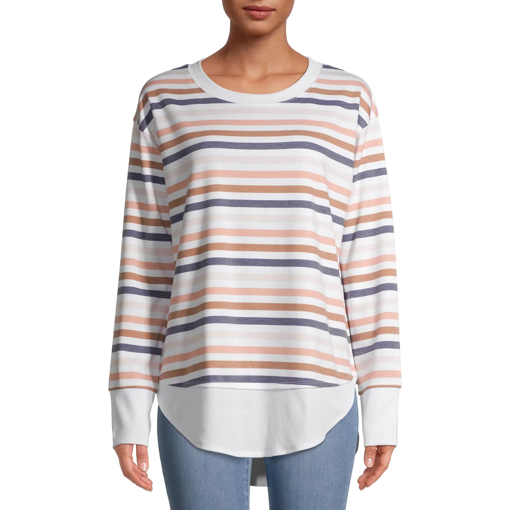 Gray by Grayson Social Women's Stripe Crew Neck Pullover | Walmart (US)