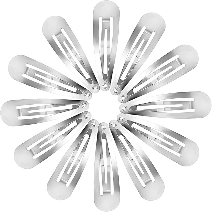 50 Pack Snap Hair Clips Hair Barrettes for Kids, Girls and Women, 50 mm (Silver) | Amazon (UK)