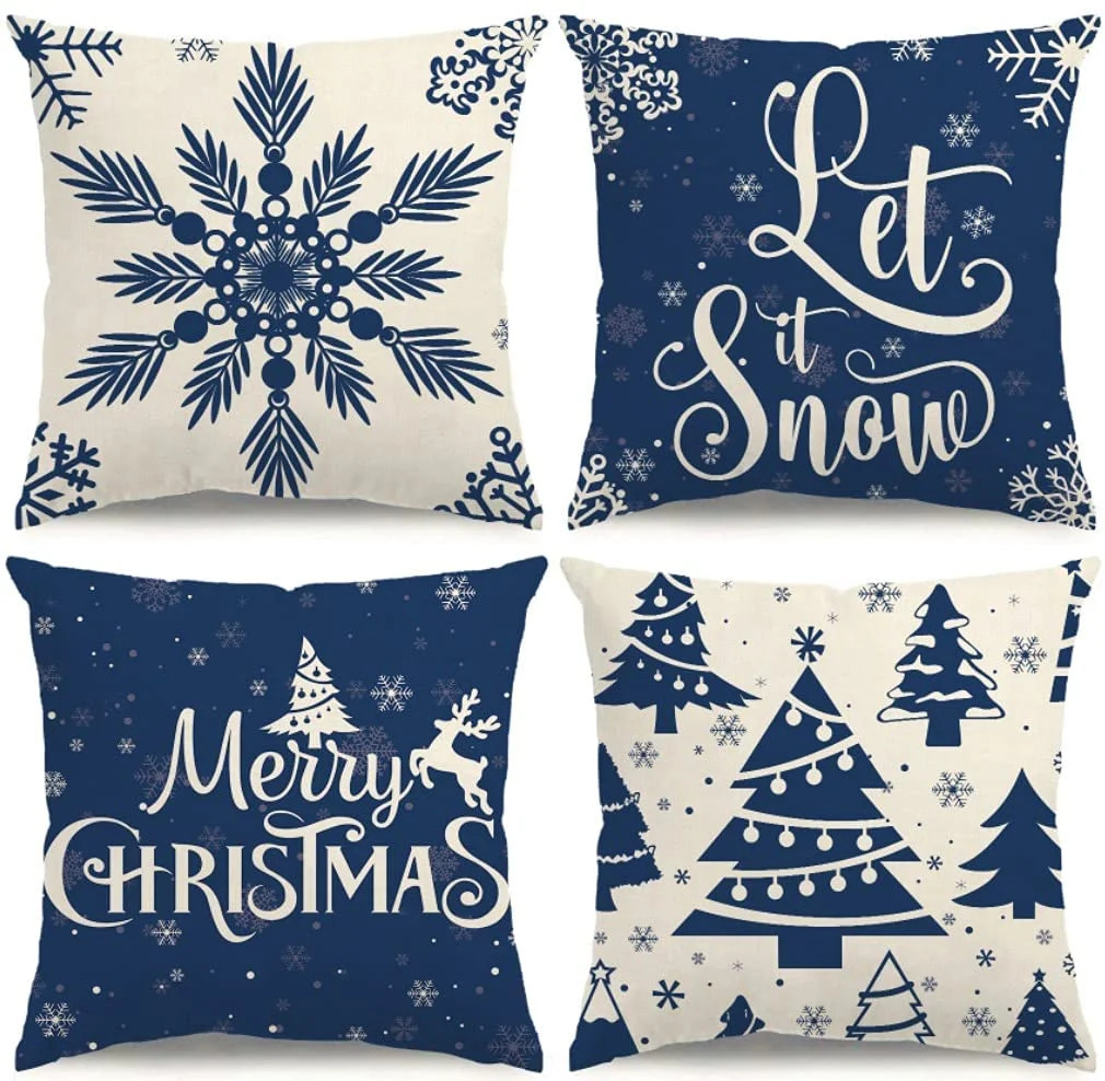 Christmas Pillow Covers 18×18 Set of 4 Christmas Decorations Christmas Throw Pillow Covers Holid... | Walmart (US)