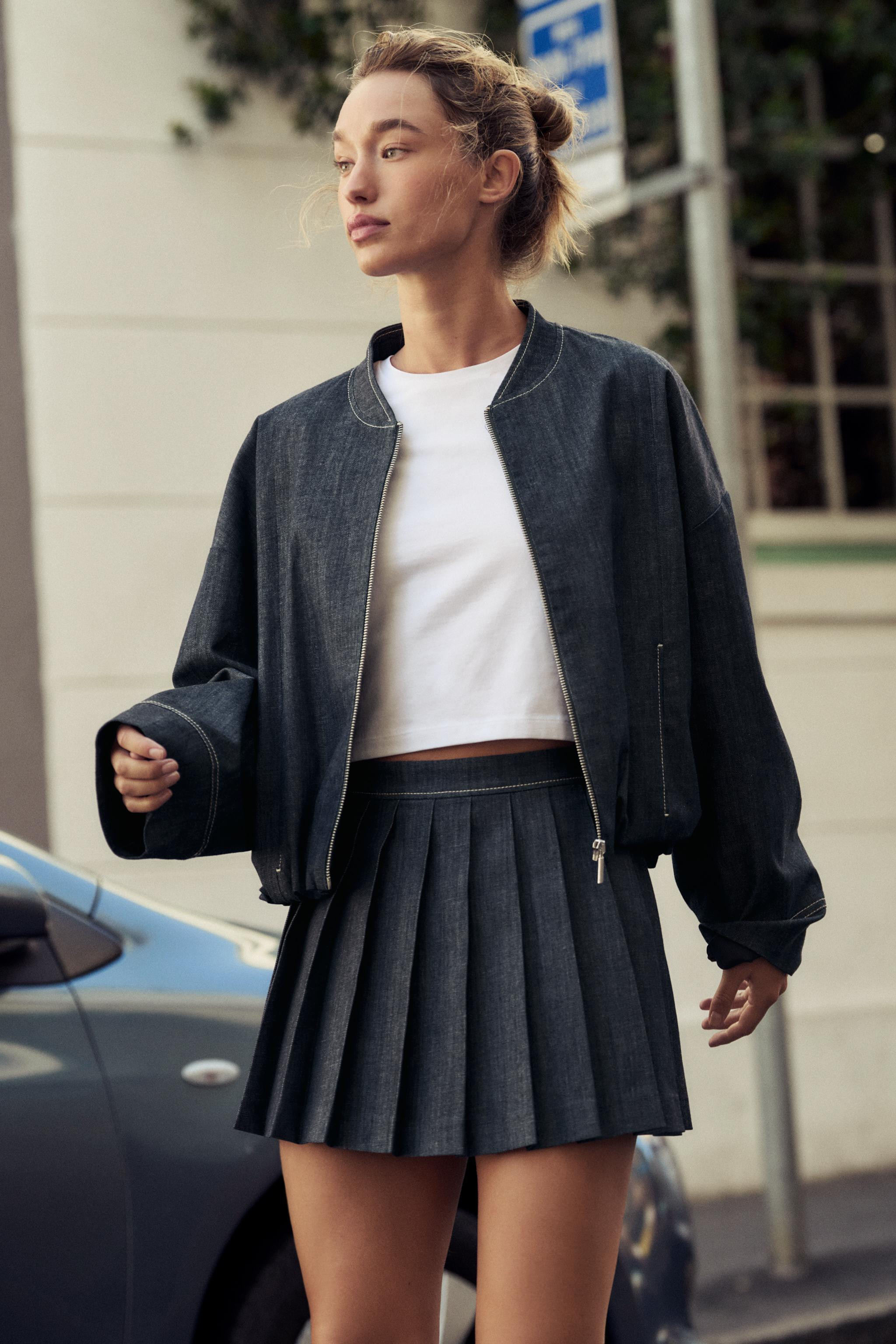 Z1975 DENIM PLEATED SKORT | Zara UK