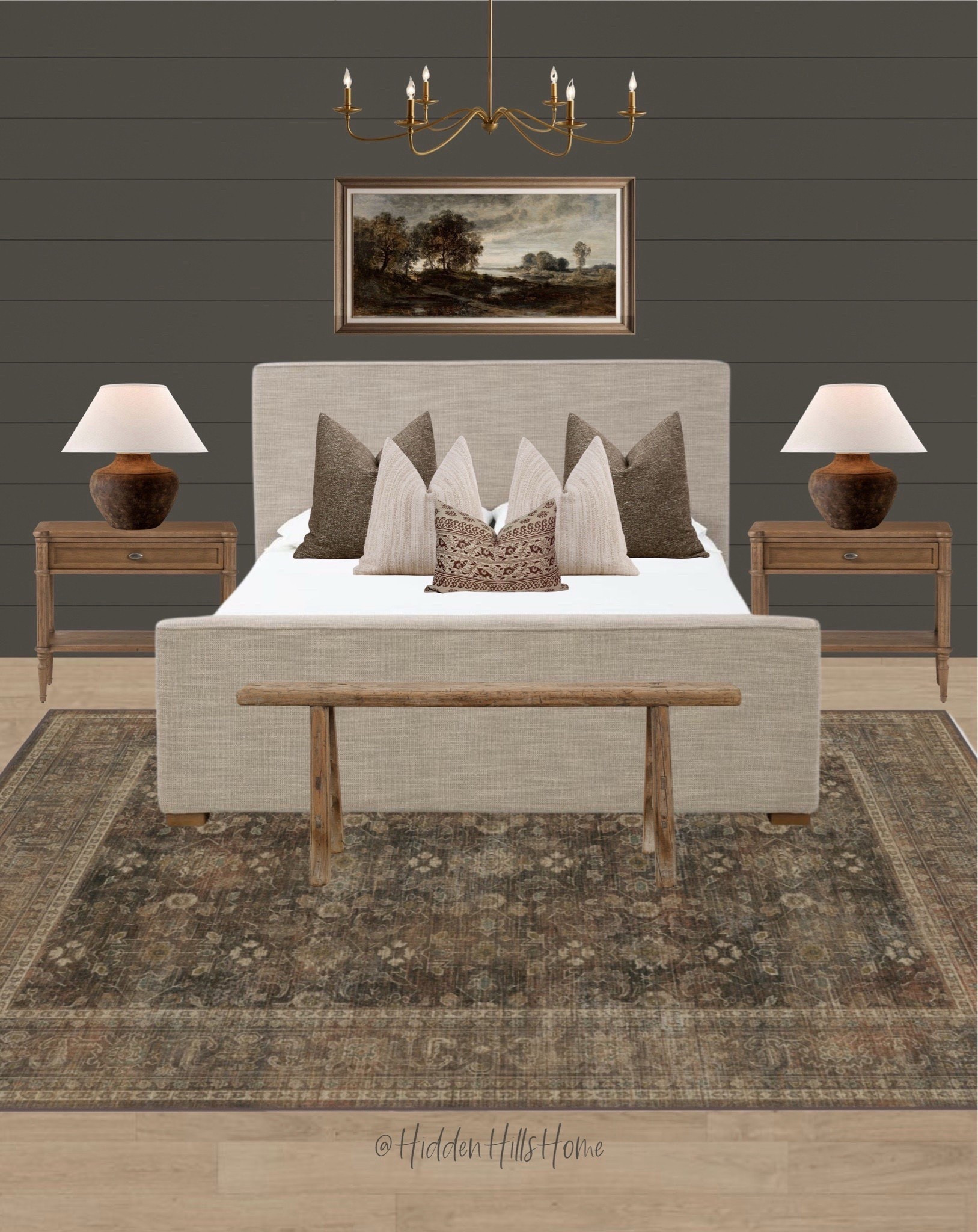 Bedroom decor inspiration with accent wall, bedroom mood board, home decor ideas, master bedroom, moody design #bedroom 
Wall color is SW Urbane Bronze



#LTKHome #LTKSaleAlert