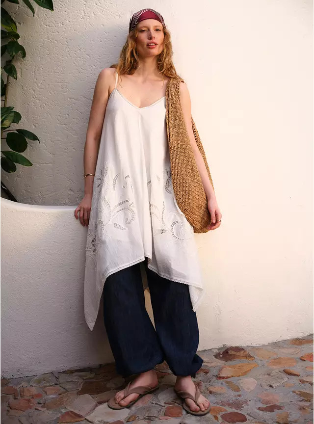 Buy White Lace Cutwork Detail Hanky Hem Cami Dress 14 | Midaxi | Tu | Tu Clothing
