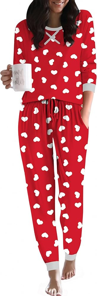 Ekouaer Pajamas For Women Comfy Long Sleeve Jogger Set Lounge Pjs Set With Pockets | Amazon (US)