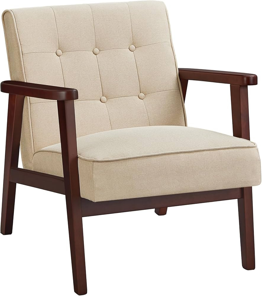 SONGMICS Accent Leisure Chair, Mid-Century Modern Arm Chair with Solid Wood Armrests and Legs, 1-... | Amazon (US)