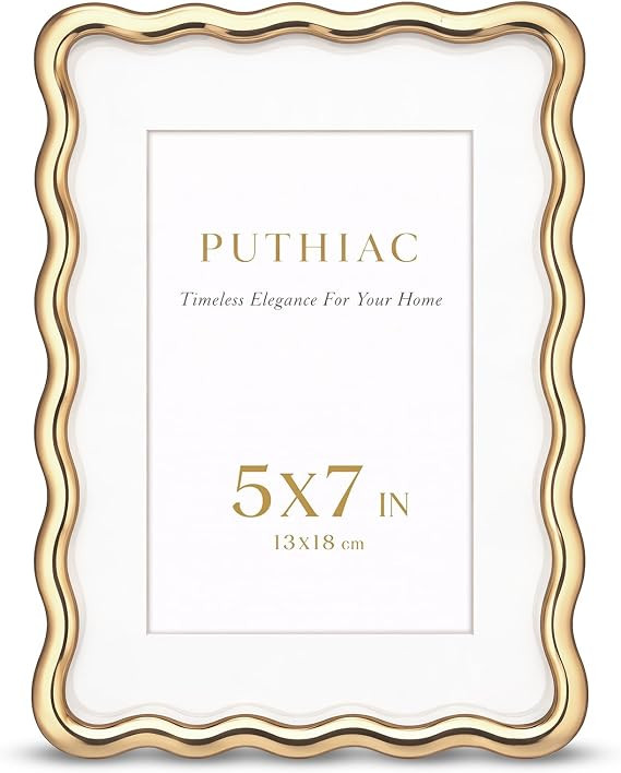 5x7 Wavy Picture Frame, Zinc Alloy Gold Frame, Tempered Glass | Decorative wave profile with incl... | Amazon (US)