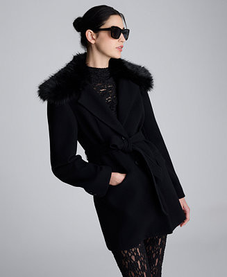 Women's Notched Collar Belted Jacket | Macy's