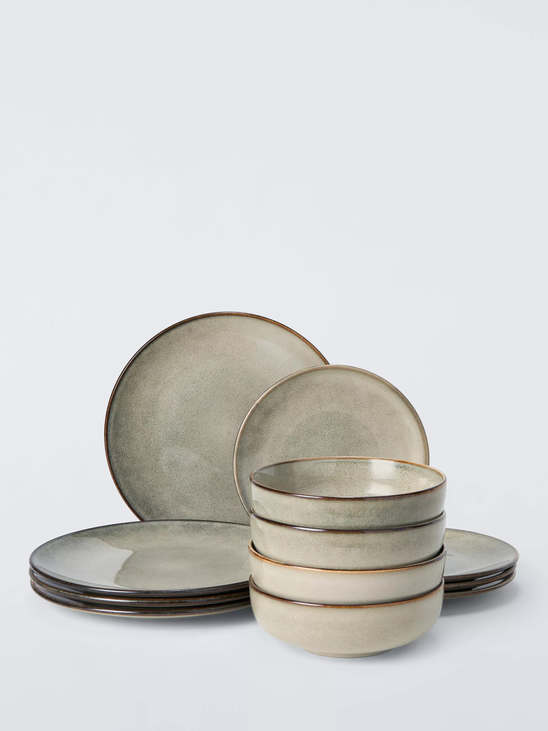 Artisan Stoneware Dinnerware Set, 12 Piece, Natural | John Lewis (UK)