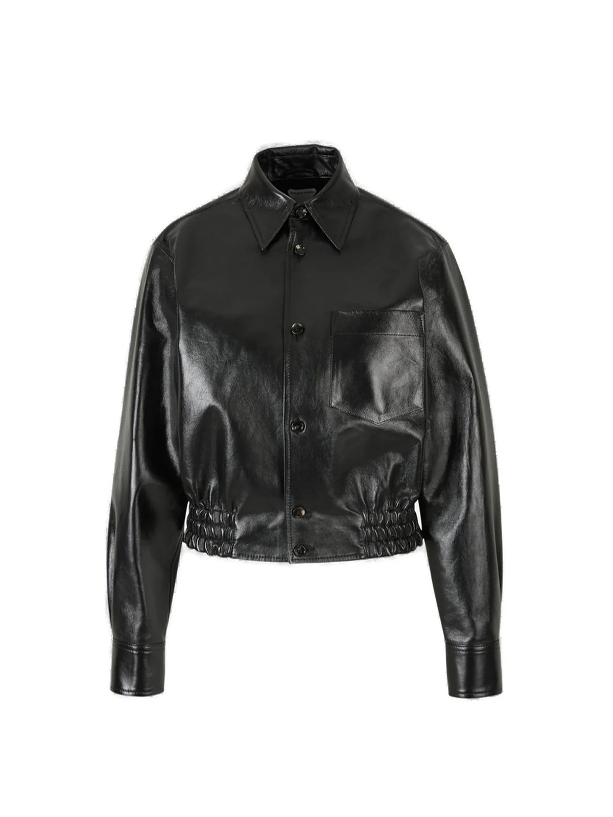 Bottega Veneta Button-Up Leather Jacket | Cettire Global