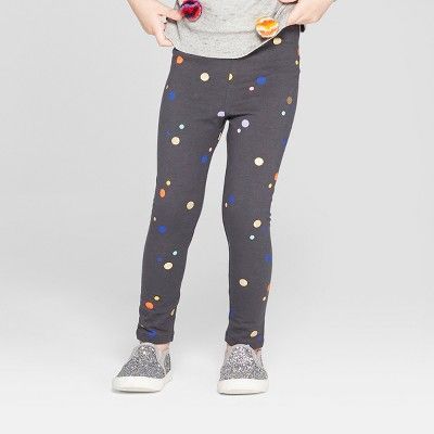 Toddler Girls' Leggings - Cat & Jack™ Charcoal Polka Dots | Target