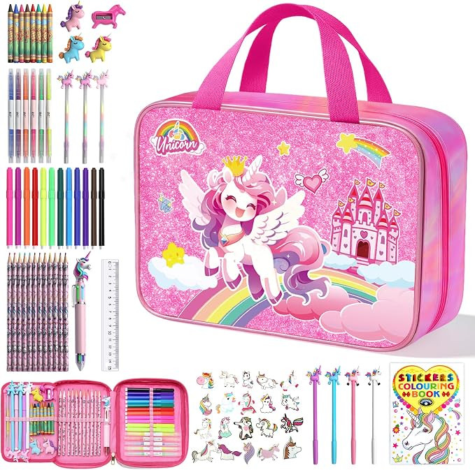 73PCS Unicorn Washable Markers Set with Glitter Pencil Case, Art Supplies and Craft for Girls Age... | Amazon (US)