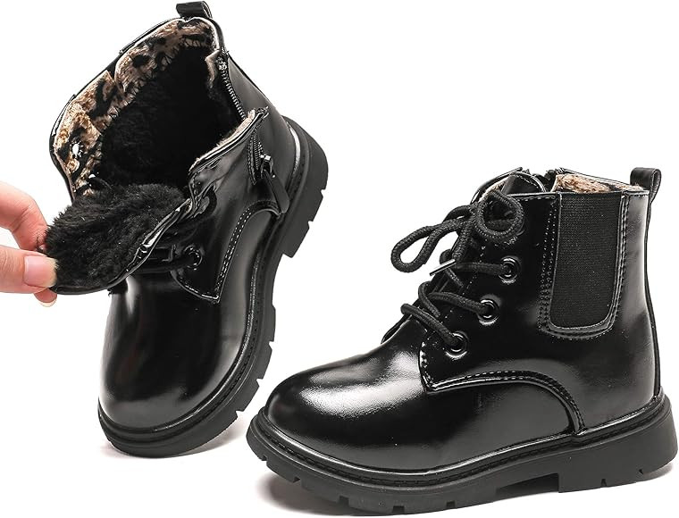 Komfyea Toddler Kids Boots Side Zipper Combat Short Ankle Boots for Boy's Girl's | Amazon (US)