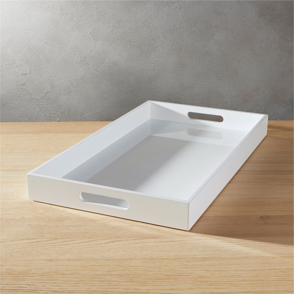 hi-gloss rectangular white tray | CB2