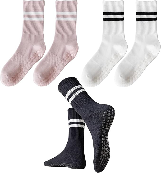 Xumann 3Pairs Pilates Grip Socks Women, Grippy Socks Ladies, Non Slip Yoga Socks for Reformer Pil... | Amazon (UK)