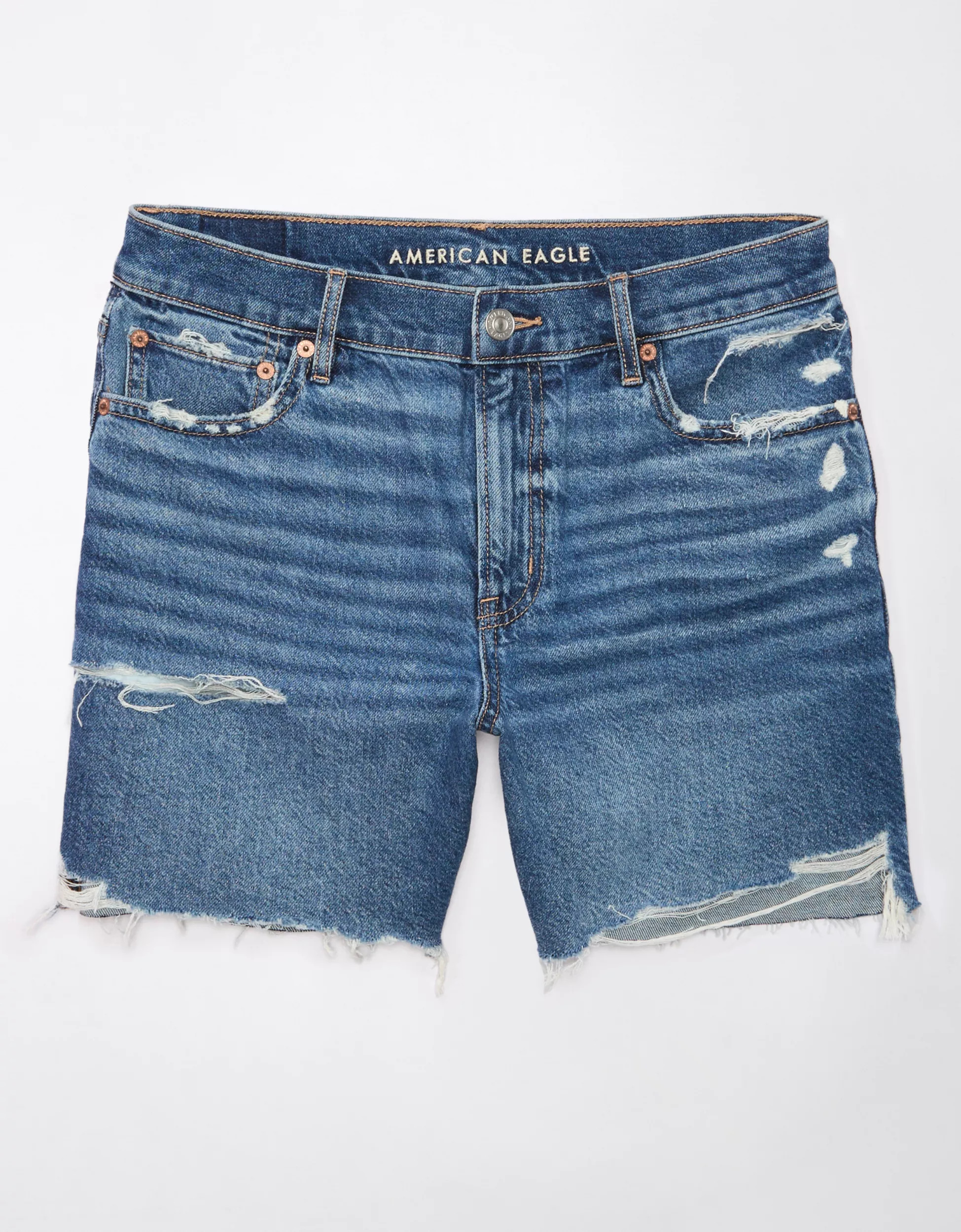 AE Strigid Super High-Waisted 6" Relaxed Ripped Denim Short | American Eagle Outfitters (US & CA)