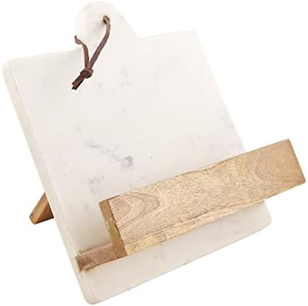 Mud Pie Marble and Wood Cookbook Holder, White/Brown, 11" x 11" | Amazon (US)