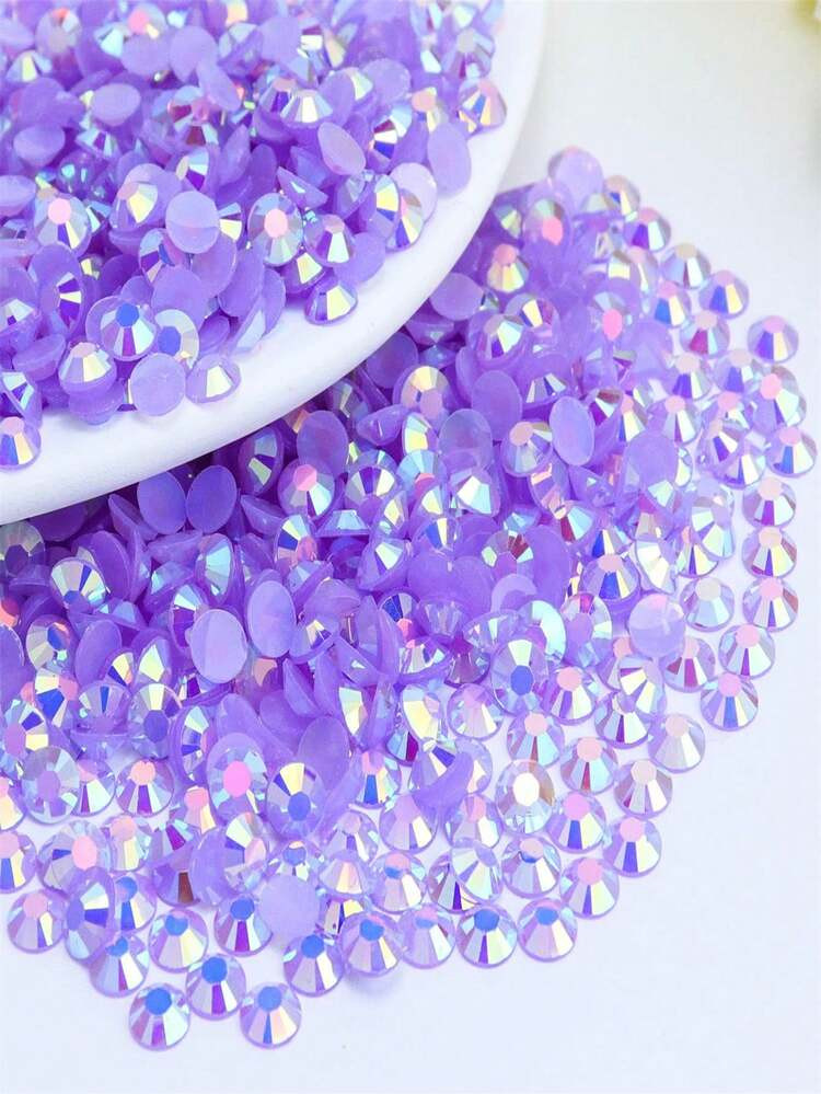 2000pcs 3-6mm Light Purple AB Flat Back Resin Rhinestones, Round Jelly Gems, Suitable For Making Accessories, Shoes, Clothes, Cosmetics, Bags, Decorations, Etc. | SHEIN