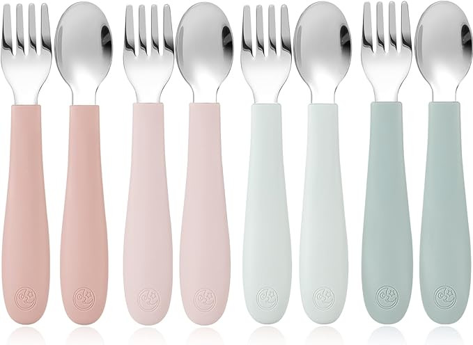 CoixFoam 8 Pieces Toddler Utensils, Toddler Safe Silverware Set With Food Grade Silicone Hanlde, ... | Amazon (US)