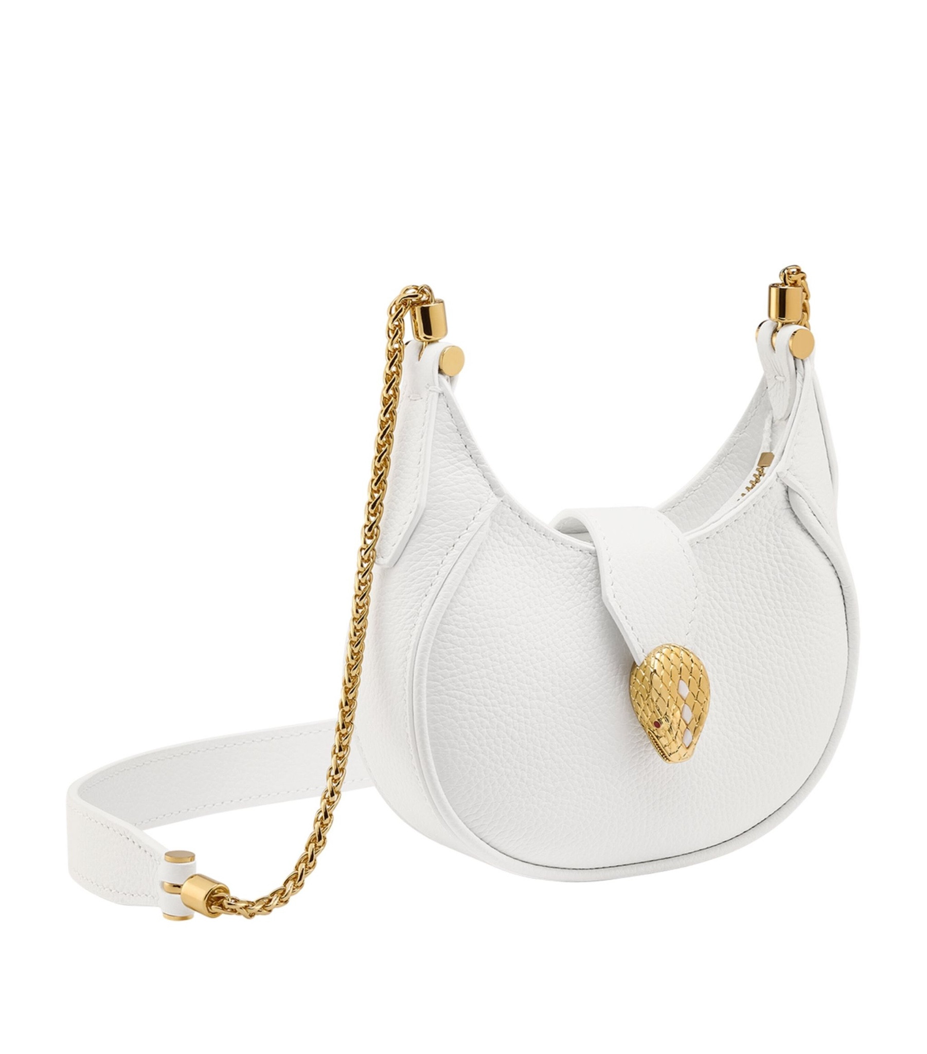 Bulgari Serpenti Ellipse Shoulder Bag in Ivory, Calf Leather, M