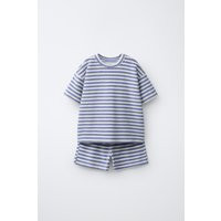 Zara - Striped Terry Cloth T-Shirt And Bermuda Set - Blue - 3 Years (38,6 Inches) - Kids | Zara US