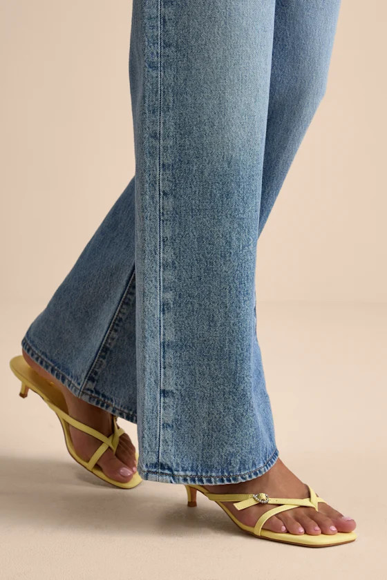 Noreen Celestial Yellow Thong Kitten Heel Sandals | Lulus