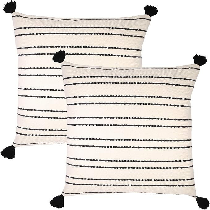 Woven Nook Decorative Throw Pillow Euro Size Covers ONLY Set of 2 24 x 24'' for Couch, Sofa, or B... | Amazon (US)