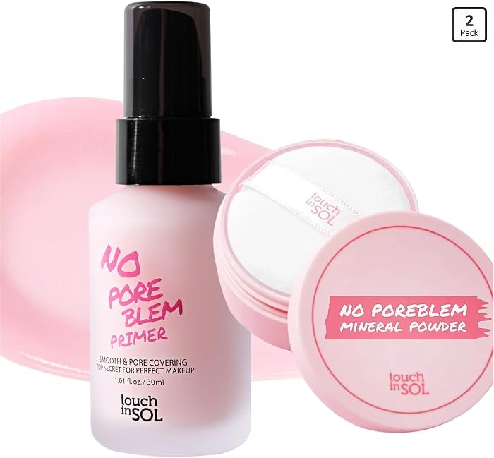 TOUCH IN SOL Pore Eraser Duo - No Poreblem Primer & Mineral Powder for Korean Makeup - Flawless, ... | Amazon (US)