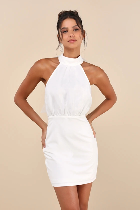 Simply Magnificent White Organza Halter Backless Mini Dress | Lulus