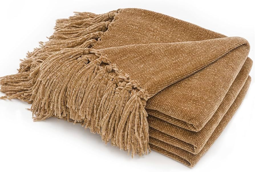 EVERGRACE Soft Chenille Throw Blanket for Couch, Cozy Plush Fuzzy Decorative Chenille Knit Throw ... | Amazon (US)