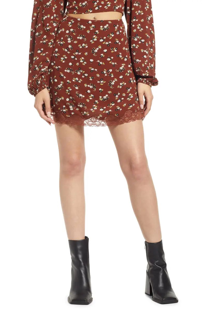 Floral Lace Trim Miniskirt | Nordstrom