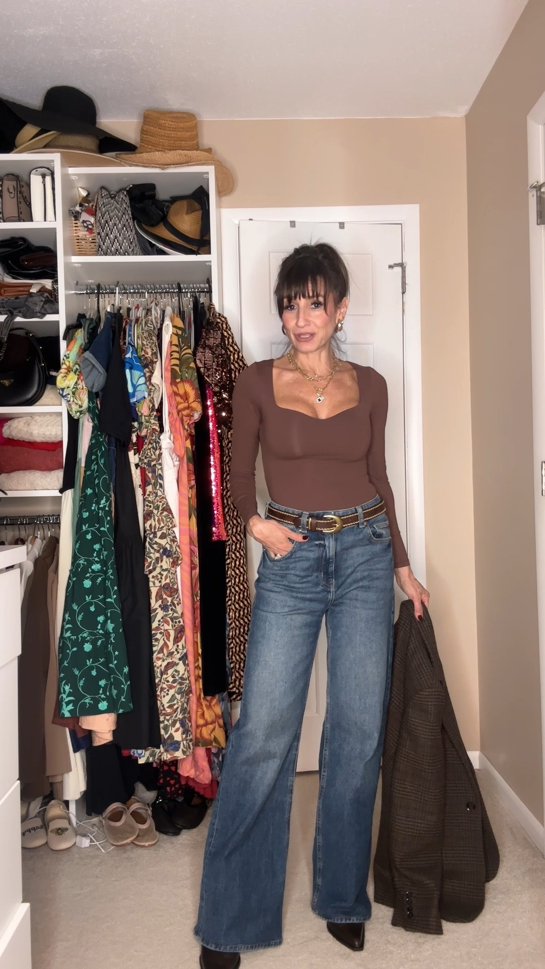 Jeans are super long, I had to hem so tall girls, that’s for you!  It has a bit os stretch and fits true to size.

Bodysuit and boots also fit true to size.

Linked a similar style houndstooth blazer. I sized up to wear sweaters underneath 

#LTKWorkwear #LTKStyleTip #LTKOver40