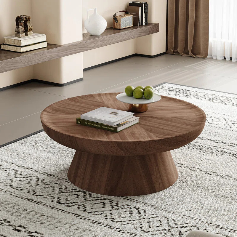 Round Brown Wood Grain Coffee Table | Wayfair North America