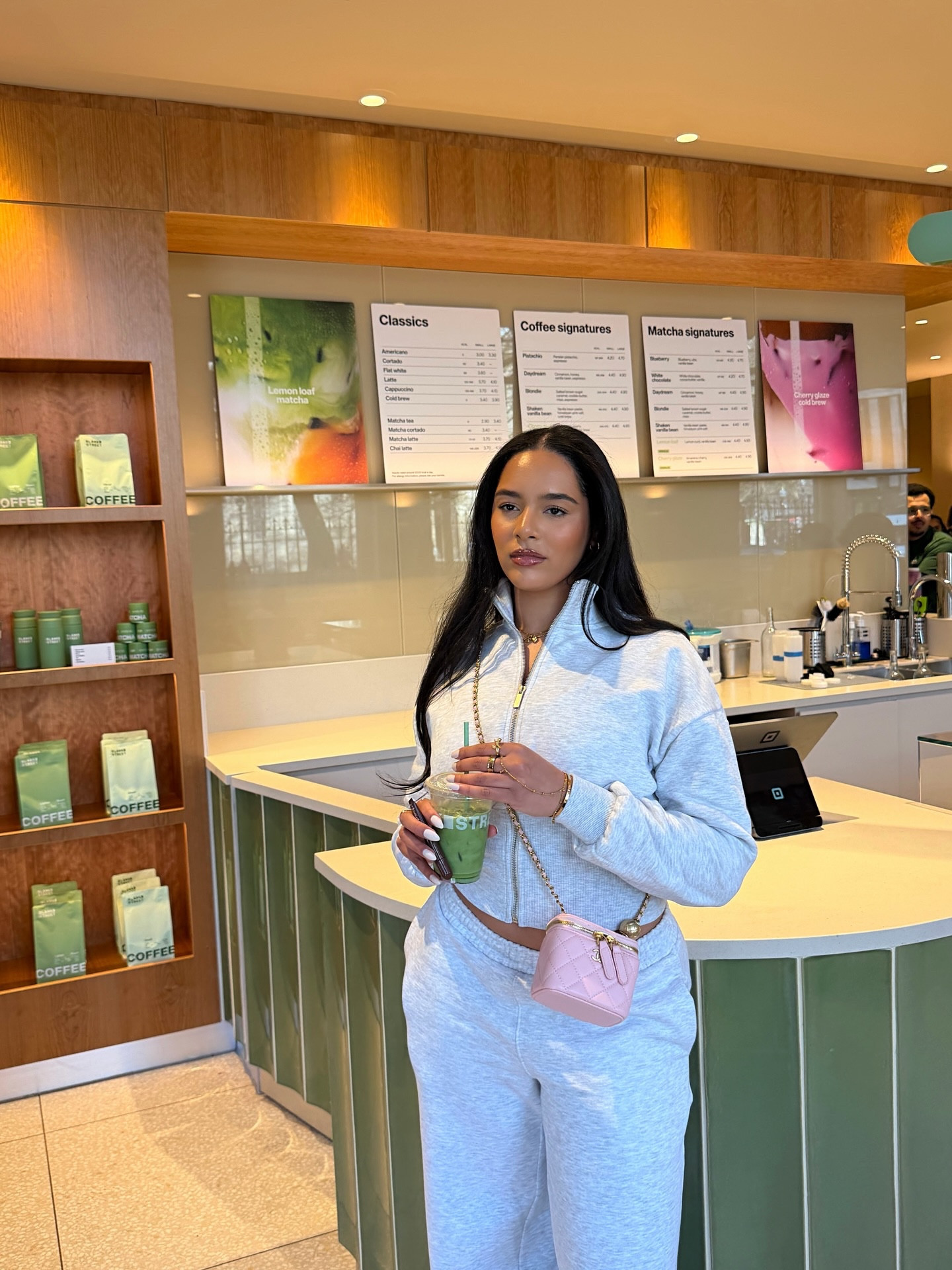 Comfy fits & matcha in hand 🩶🍵 @boohoo code TENEIKA for discount 🫶🏽