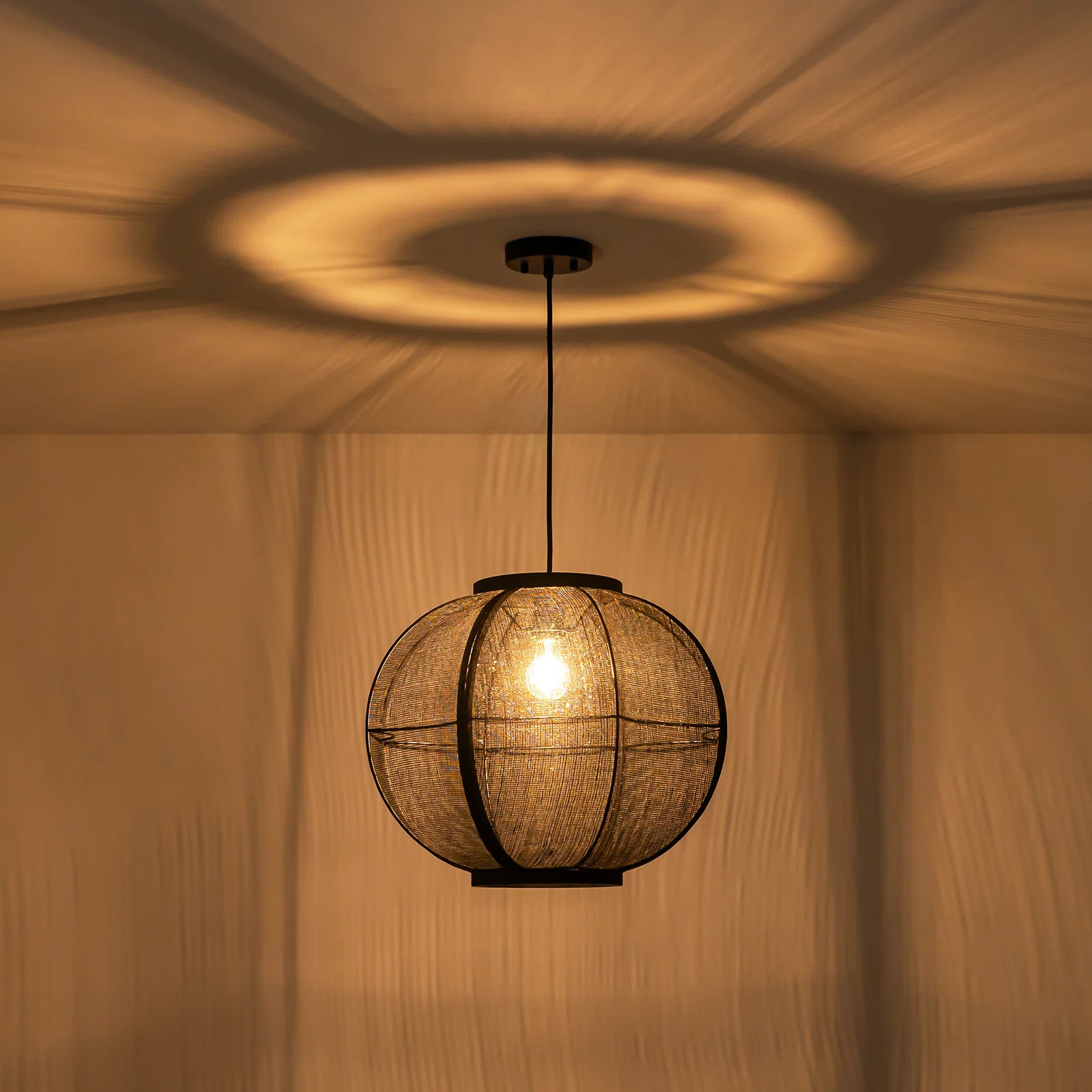 Brois 1 - Light 20″ Globe Black Woven Pendant | Wayfair North America